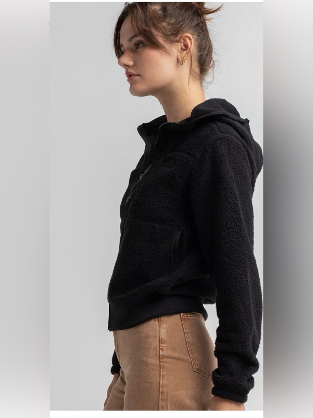 The North Face Women’s Black Sherpa Dunjaven Full-Zip Hoodie Jacket - Picture 2 of 4